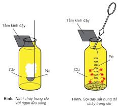 Hình ảnh thí nghiệm Na và Fe tác dụng với Cl2